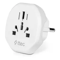 Adaptor de călătorie Ttec – 2SA01, universal pentru UE, alb