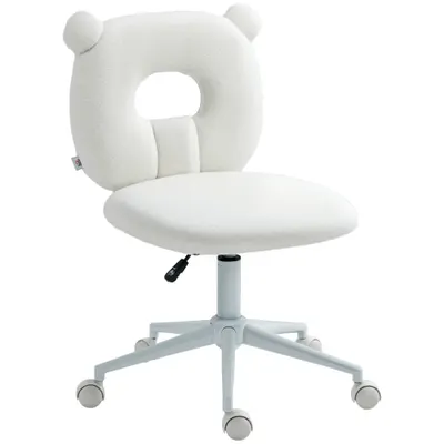 HOMCOM Scaun de birou reglabil în înălțime, cu căptușeală Teddy, 50 cm x 56 cm x 90 cm, Alb | Aosom Romania