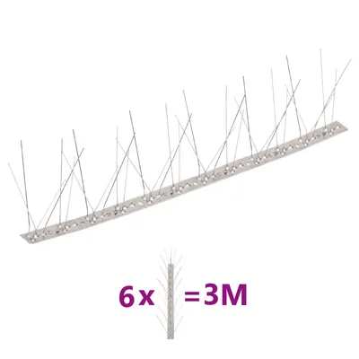 vidaXL Set bandă cu țepi antipăsări cu 5 rânduri, 6 buc., oțel, 3 m