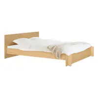 Pat matrimonial în culoare naturală din placă aglomerată de lemn/din placaj cu aspect de lemn de stejar cu somieră 140x200 cm Valt – noo.ma