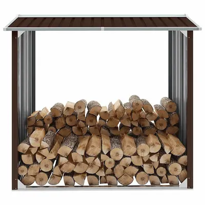 vidaXL Șopron depozitare lemne, maro, 172x91x154 cm, oțel galvanizat