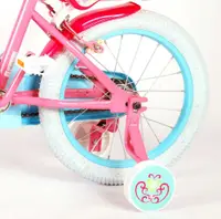 Bicicleta pentru copii EL Disney Princess 16 inch Pink, frana de mana pe ambele roti, scaun si ghidon reglabil, suport pentru papusi, cosulet pe ghidon, roti gonflabile