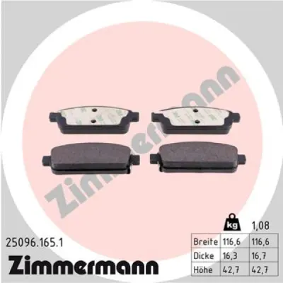 Set placute frana, frana disc ZIMMERMANN 25096.165.1