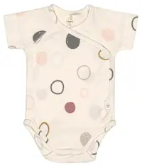Body pentru bebeluși cu mânecă scurtă Lassig - Gots, 62/68 cm, 3-6 luni, Circles Offwhite