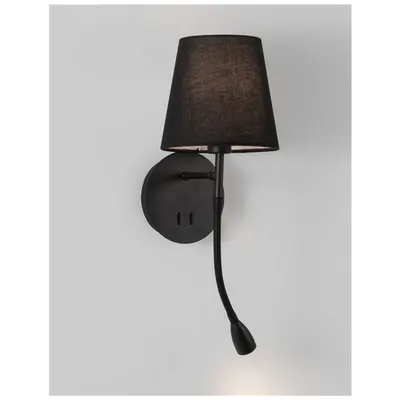 Plafoniera NIA Negru Metal Negru Fabric Shade Intrerupator On/Off LED 3 Wat 3000K 180Lm LED E14 1x5 Wat 230 Volt IP20 Fara bec