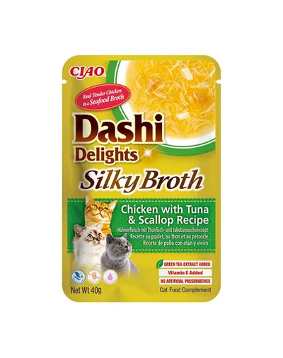 INABA Cat Dashi Delights Silky Broth pui, ton si scoici hrana pisici 40g