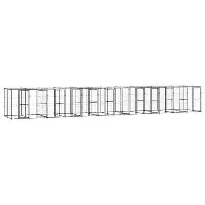 vidaXL Padoc pentru câini de exterior cu acoperiș, 29,04 m², oțel