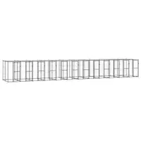 vidaXL Padoc pentru câini de exterior cu acoperiș, 29,04 m², oțel
