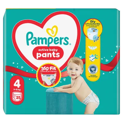 Scutece Active Baby Pants pentru 9-15 kg Marimea 4, 25 bucati, Pampers