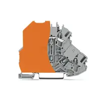 Double-deck terminal block; orange separator; L; oversized; contact inserts only on upper deck; for DIN-rail 35 x 15 and 35 x 7.5; 2.5 mm²; Push-in CAGE CLAMP®; 2,50 mm²; gray