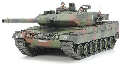 Model asamblabil Tamiya Militar: Tancuri - Tanc principal de luptă german Leopard 2 A6, 2 figurine