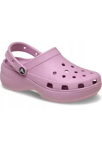 Saboti slingback cu model perforat si talpa flatform - Roz orhidee