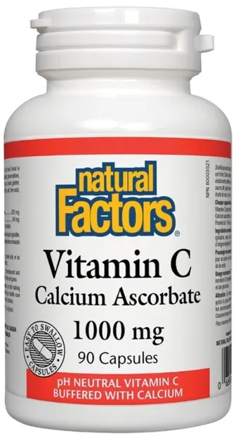 Vitamin C Calcium Ascorbate, 1000 mg, 90 capsule, Natural Factors
