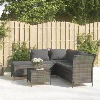 Gossi set mobilier de gradina cu perne, 4 piese, gri, poliratan