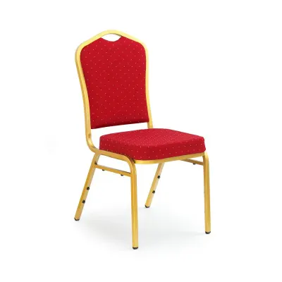 Scaun tapitat de living, Halmar K66S, clasic, cadru metal, 45x48x93cm, rosu si auriu
