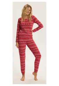 Pijama dama Rosu-Alb Hygge - Craciun