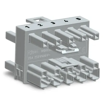 3-way distribution connector; 5-pole; Cod. B; 1 input; 3 outputs; pink