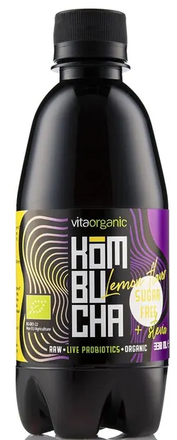 Vita Organic Kombucha bio fără zahăr, lămâie, 330 ml