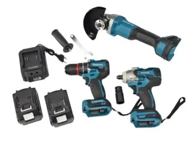 Set scule cu acumulator 2 Baterii 48V si 10 Ah : pistol impact, bormasina si polizor unghiular (flex) VALIZA TRANSPORT