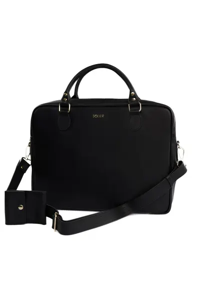 Geanta din piele pentru laptop FL24 Venice - neagra