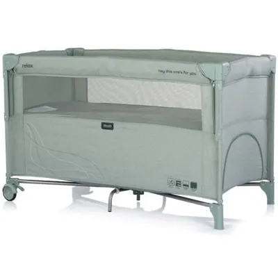 Patut pliabil Chipolino Relax matcha linen cu laterala culisanta