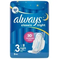Absorbante Classic Night, Always, Bumbac, 8 buc Engros