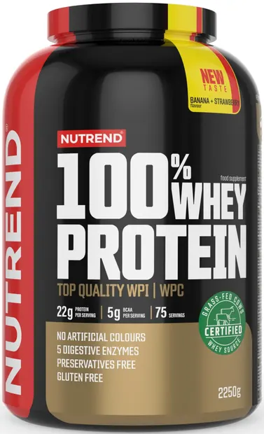 100% Whey Protein, banană cu căpșuni, 2250 g, Nutrend