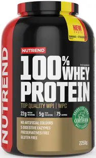 100% Whey Protein, banană cu căpșuni, 2250 g, Nutrend