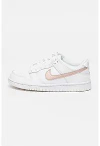Pantofi sport din piele cu logo Dunk Low - Alb/Maro