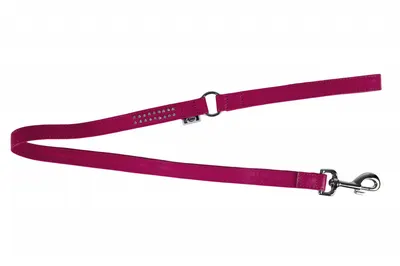 Lesa din piele, roz, accesorizata cu strasuri multicolore, lungime 1 m, latime 22 mm