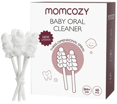 Bețișoare de bumbac pentru limba bebelușilor Momcozy - CW001, de unică folosință, 40 bucăți