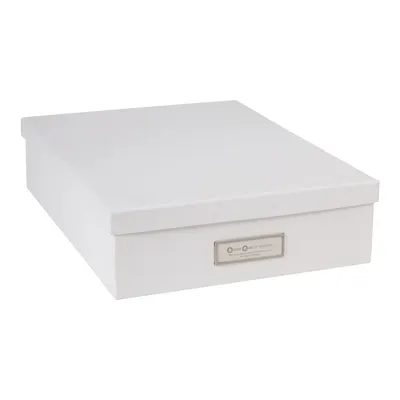 Cutie de depozitare cu etichetă pentru documente Bigso Box of Sweden Oskar, format A4, alb