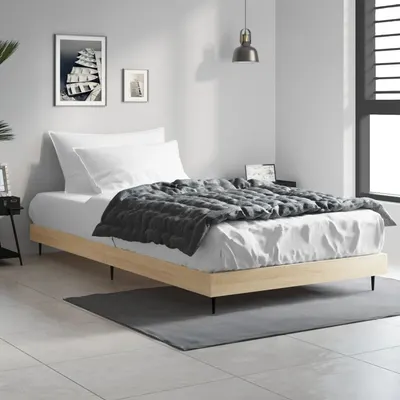 vidaXL Cadru pat fără saltea stejar sonoma, 90x190 cm, lemn prelucrat
