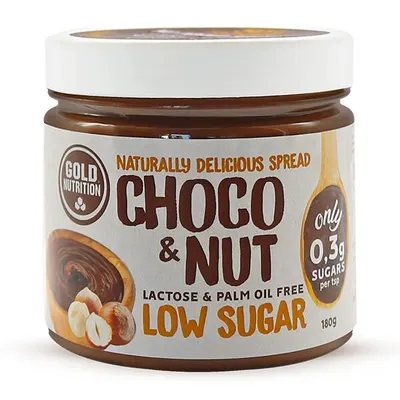 Crema tartinabila cu ciocolata-alune, GoldNutrition, Choco&Nut Low Sugar, 180 g