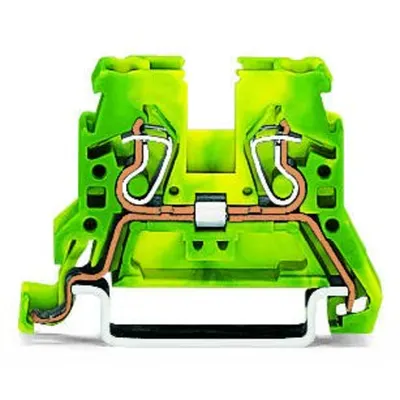 2-conductor ground terminal block; 2.5 mm²; suitable for Ex e II applications; lateral marker slots; for DIN-rail 35 x 15 and 35 x 7.5; CAGE CLAMP®; 2,50 mm²; green-yellow