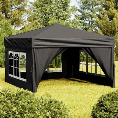 vidaXL Cort pliabil pentru petrecere cu pereți laterali, negru, 3x3 m