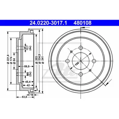 Tambur frana ATE 24.0220-3017.1