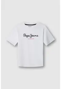 Tricou de bumbac cu imprimeu logo - Alb optic/Rosu vermillion/Gri antracit