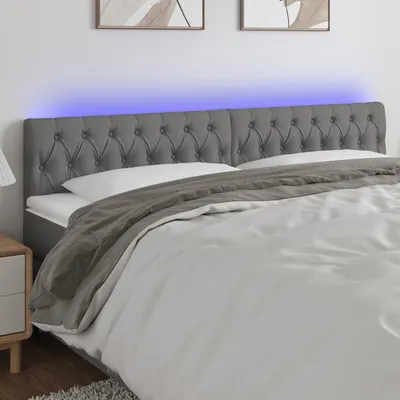 vidaXL Tăblie de pat cu LED, gri închis, 180x7x78/88 cm, textil