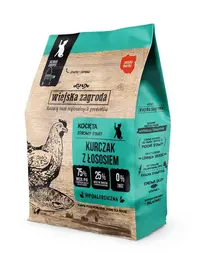 WIEJSKA ZAGRODA hrană usctă pui cu somon pentru pisoi 2x400 g