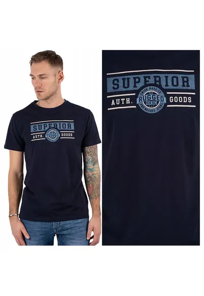 Tricou Barbati - Esme - Regular Fit - Maneca Scurta - Decolteu Rotund - Cu Logo - Bumbac - Design Clasic - Albastru - Albastru