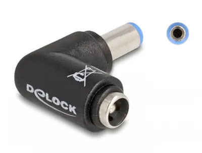 Adaptor alimentare DC 5.5 x 2.1mm T-M Unghi 90 grade, Delock 80794