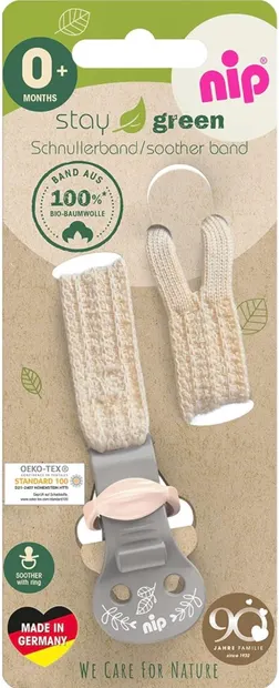 Clipul pentru suzeta NIP - Stay Green, gri