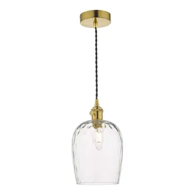 Lampa suspendata Hadano Pendant Natural Brass With Dimpled Glass Shade