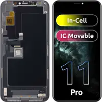Display cu Touchscreen JK pentru Apple iPhone 11 Pro, cu Rama, Versiune LCD In-Cell IC Movable, Negru