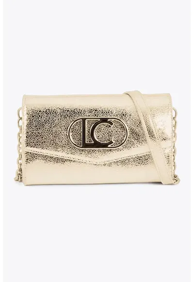 Geanta crossbody din piele ecologica cu bareta din lant - Auriu