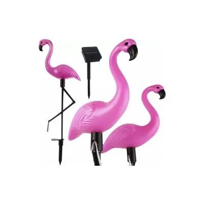 Set lampi solare exterioare flamingo, 3 bucati, lumina alba-rece, IP44, 600mAh, ABS, mov