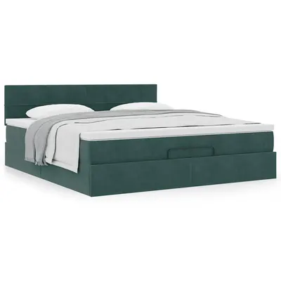 Gossi cadru de pat otoman cu saltea verde inchis 180x200cm catifea