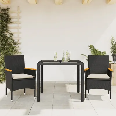 Gossi set mobilier de gradina cu perne 3 piese negru poliratan&sticla