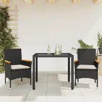 Gossi set mobilier de gradina cu perne 3 piese negru poliratan&sticla